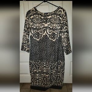 Gabby Skye Black and Cream Long Sleeve Dress